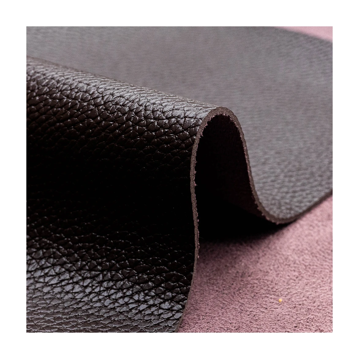 High Performance Big Lichi Pattern Pvc Leatherette For Shoes, 1.7mm Fade Resistant Suede Backing Rexine Leather Fabric