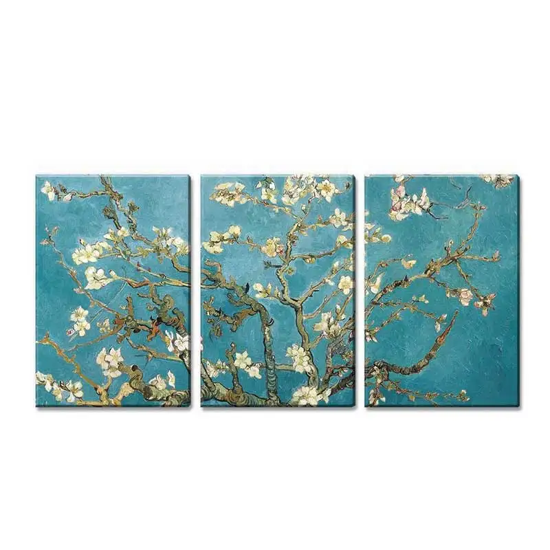 
 3 панели Холст стены художественные поля лампы Винсента Ван Гога  