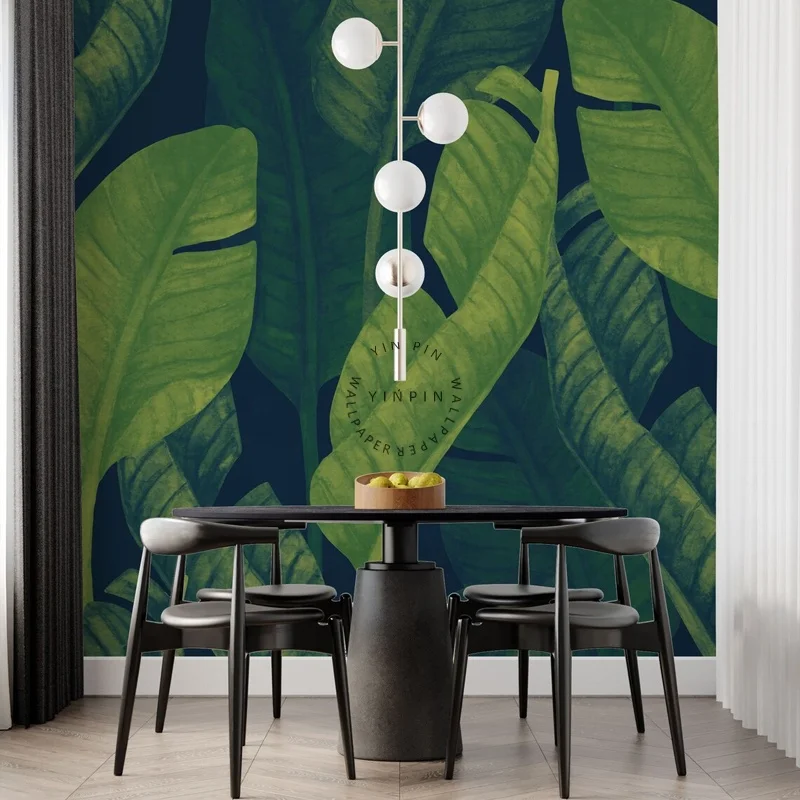 Green banana leaves self adhesive peel and stick wall murals wallpaper