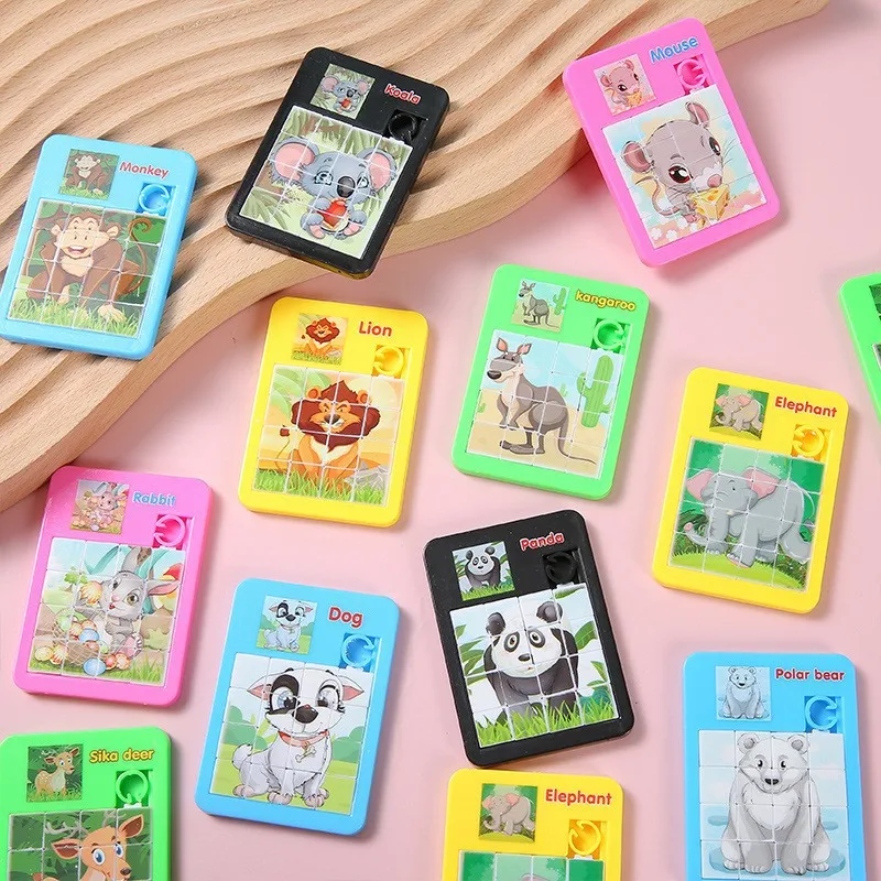 Wholesale Mini Plastic Sliding Animal Jigsaw Puzzle Board Game Montessori Educational Toys for Kids Boys Girls