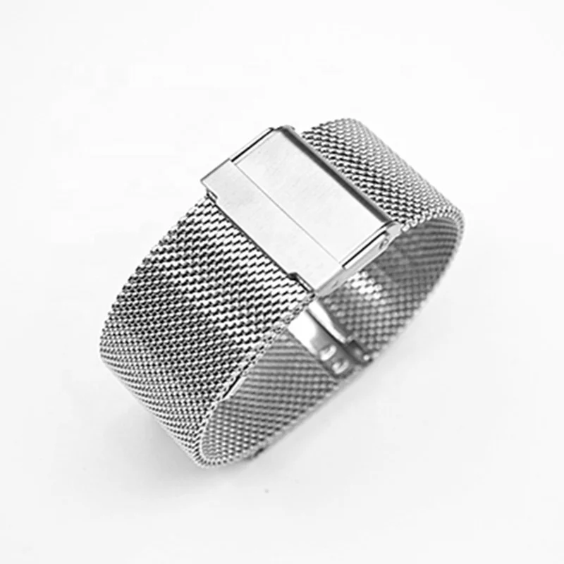 Fashion 0.6 coarse Stainless Steel Mesh  Milanese Loop  Watch bands strap with double safety buckle for smart watch band