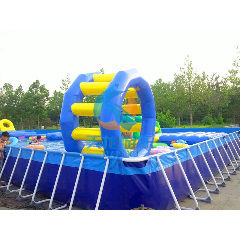 Outdoor Portable PVC Inflatable Rectangular Metal Frame Swimming Pool Stainless steel swimming pool for sale