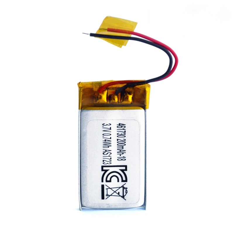 Lithium polymer 461730 battery 3.7v 200mAh rechargeable LCO Battery for wireless Headset/headphone