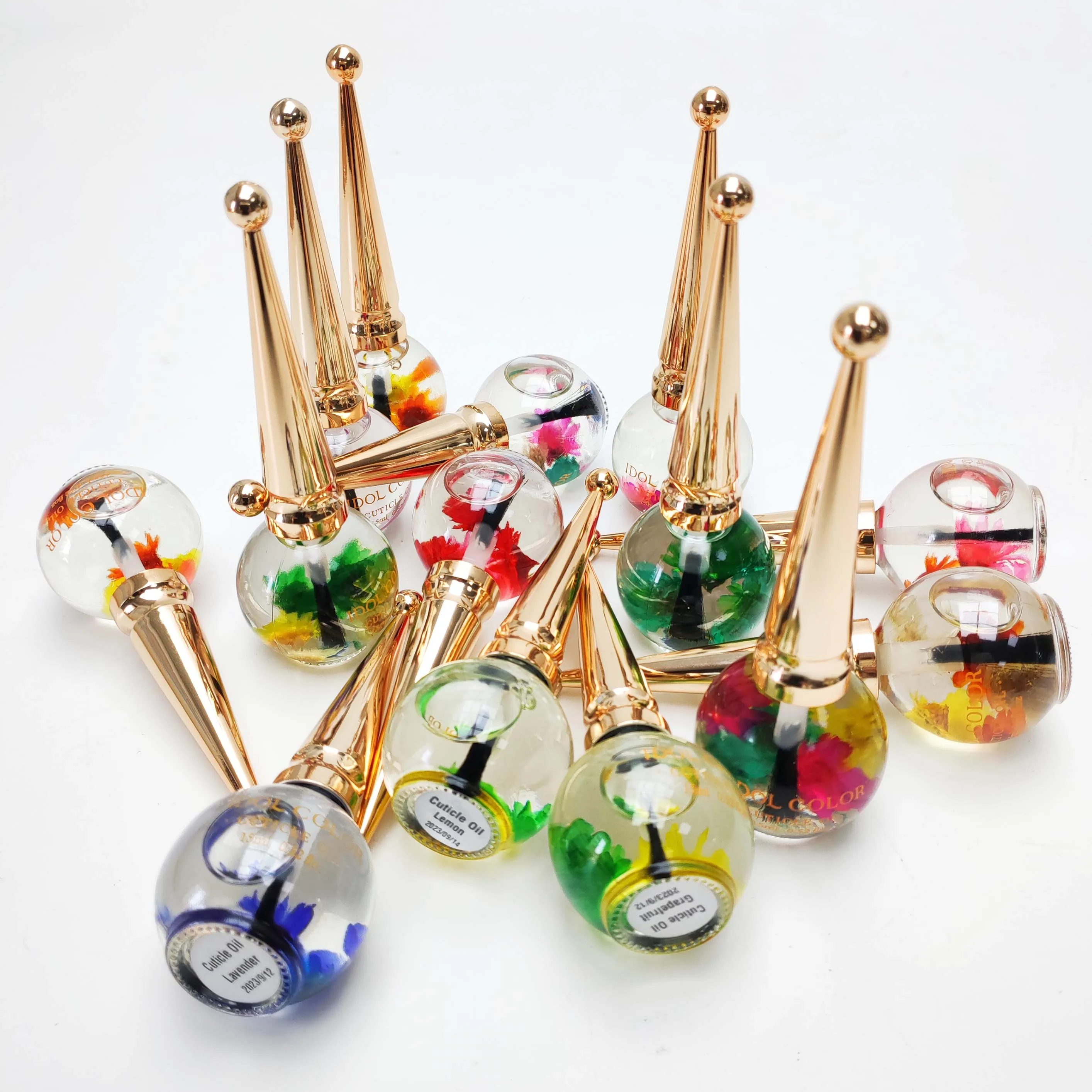 Best Selling Cuticle Oil 12 flavors Nair Care Cuticle Repair Organic Nails Natural Oil Scented Cuticle Oil with Real Flowers