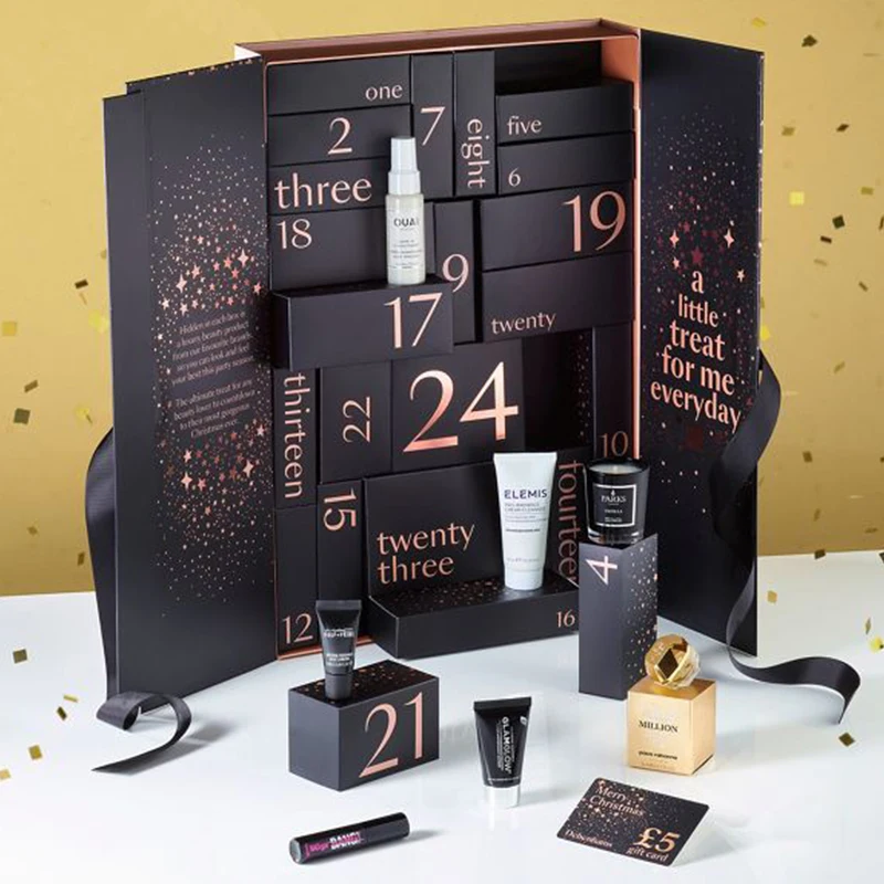 
Make up Advent Calendar Box Custom Cardboard Box 24 Days Packaging Empty Cardboard Gift Box Paper Christmas Advent Calendar 