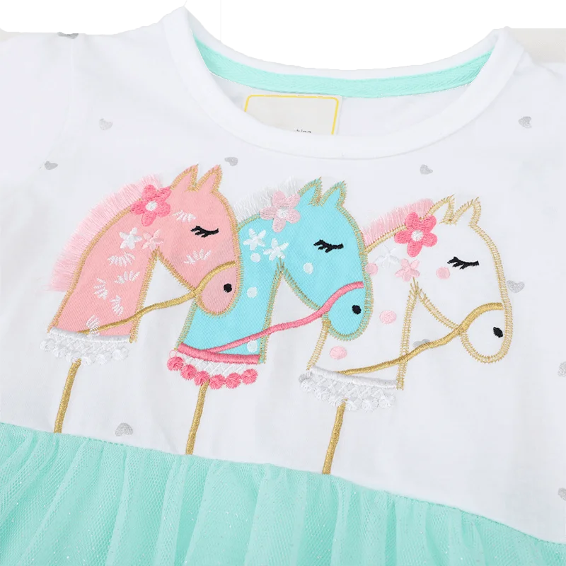 Trending 2022 Birthday Casual Style Full Sleeves Tulle Embroidered Mint Green Pretty Dresses For Girls