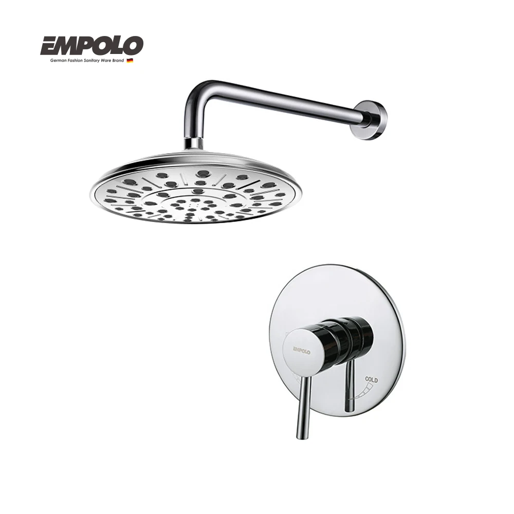 Empolo Economic Chrome UPC cUPC Wall Mounted Brass Shower Faucet Set Round Shower Head System