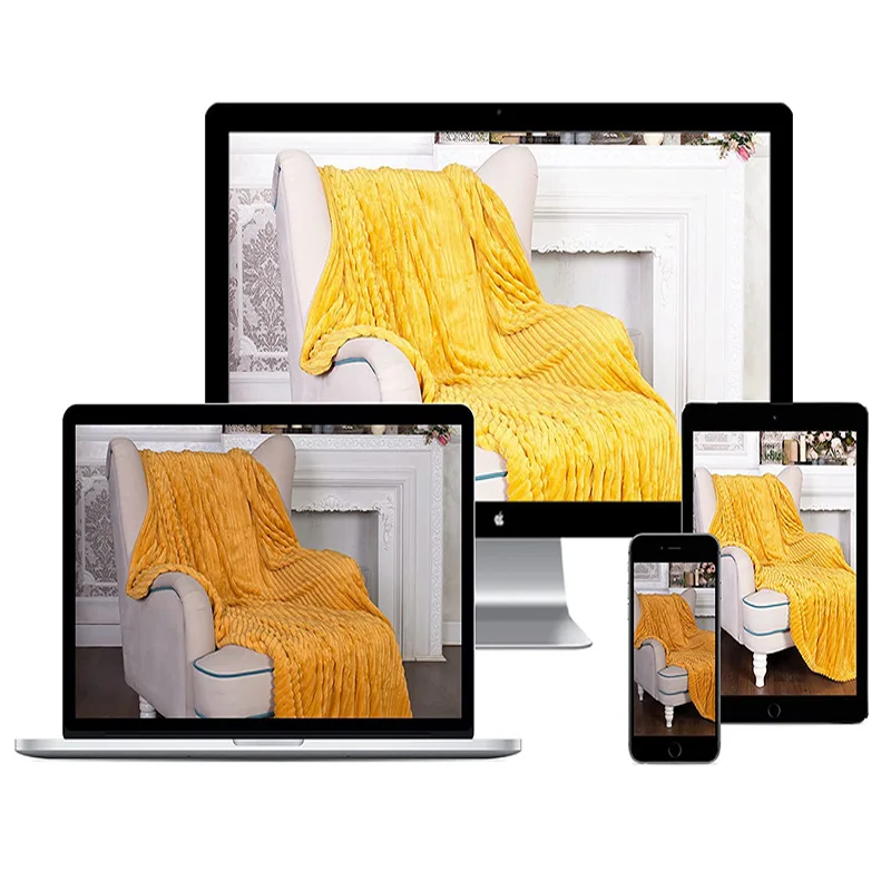 Solid Color Polyester Fleece Twin Size Throw Embroidery Blanket