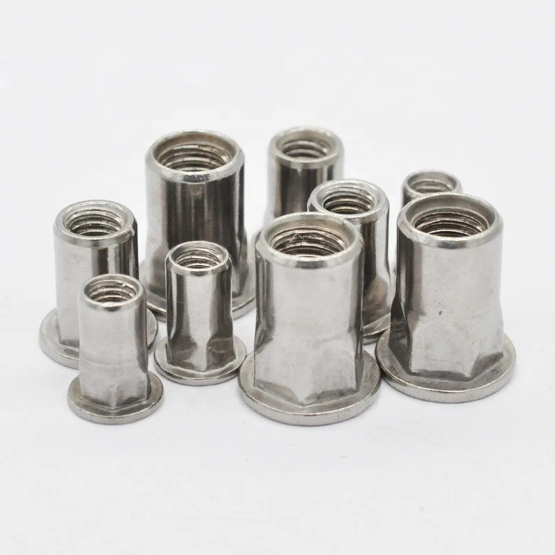 M4 M5 M6 M8 M10 Stainless steel Flat head Half hex body Open end Blind rivet nut