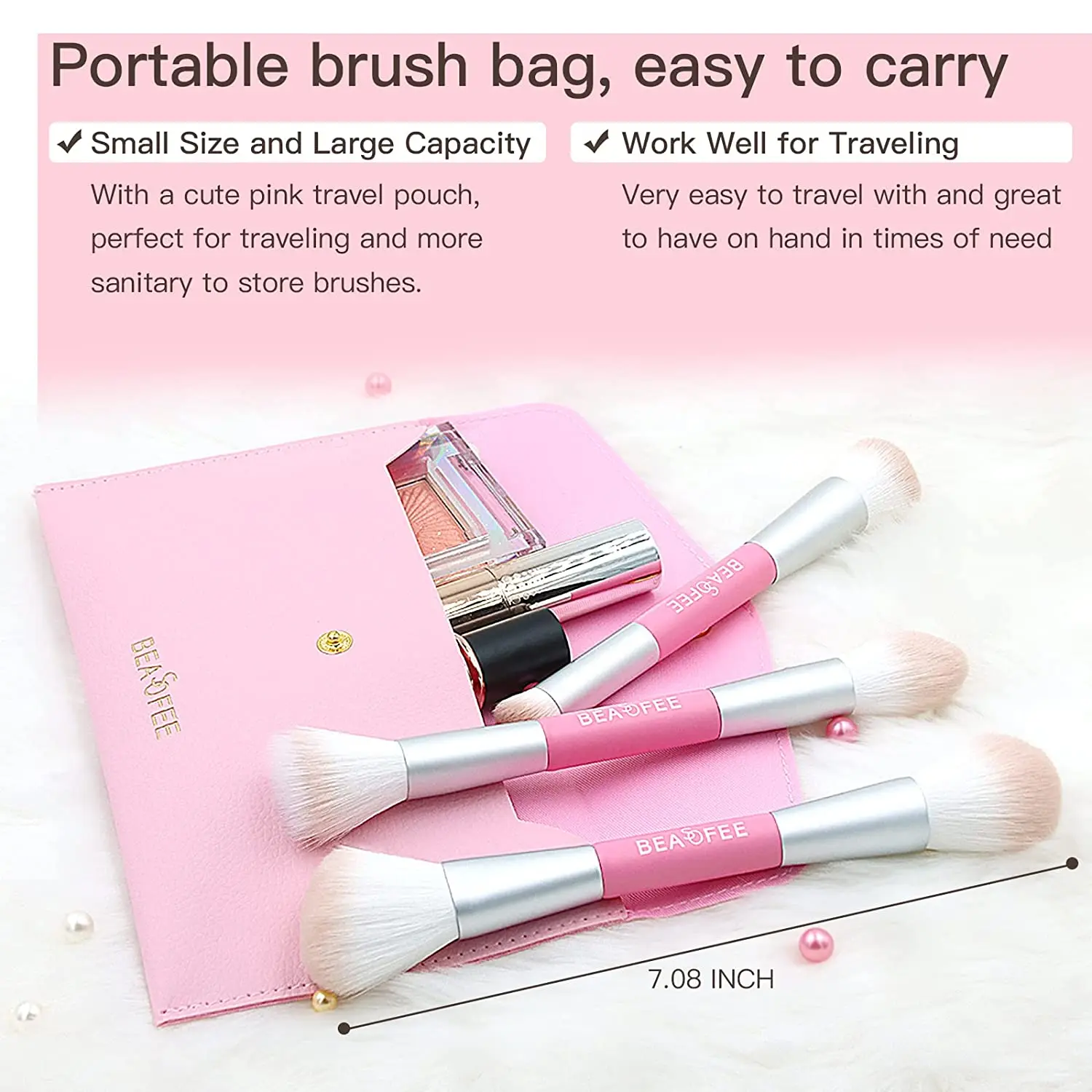 Professional travel Pink double head custom makeup brushes kit makeup accessories