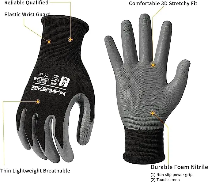 Легкие антистатические черные нейлоновые перчатки с сенсорным экраном