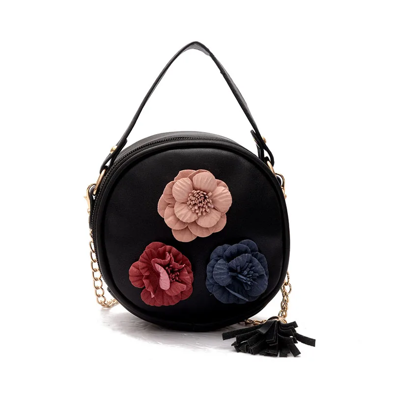 wholesale fashion mini purse handbag for kids girl flower decoration chain round girls shoulder bag