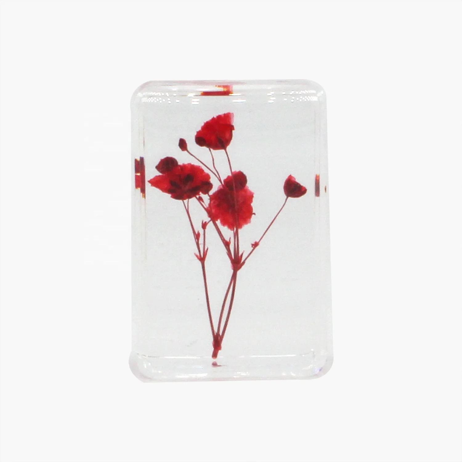 Nature botanical specimen epoxy resin flower paperweight lucite unique decor crystal craft