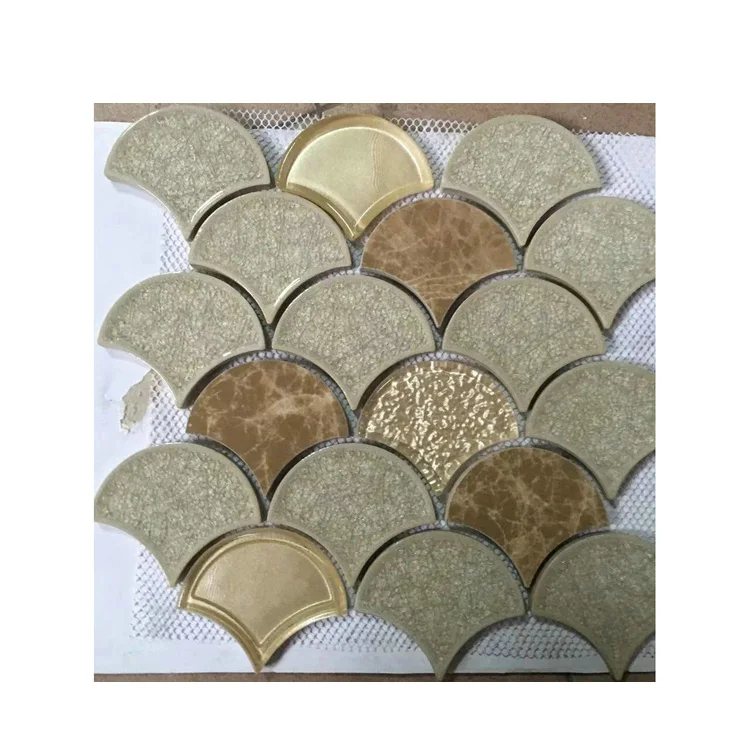 Веерная мозаичная плитка, стеклянная керамическая мозаика tesserae