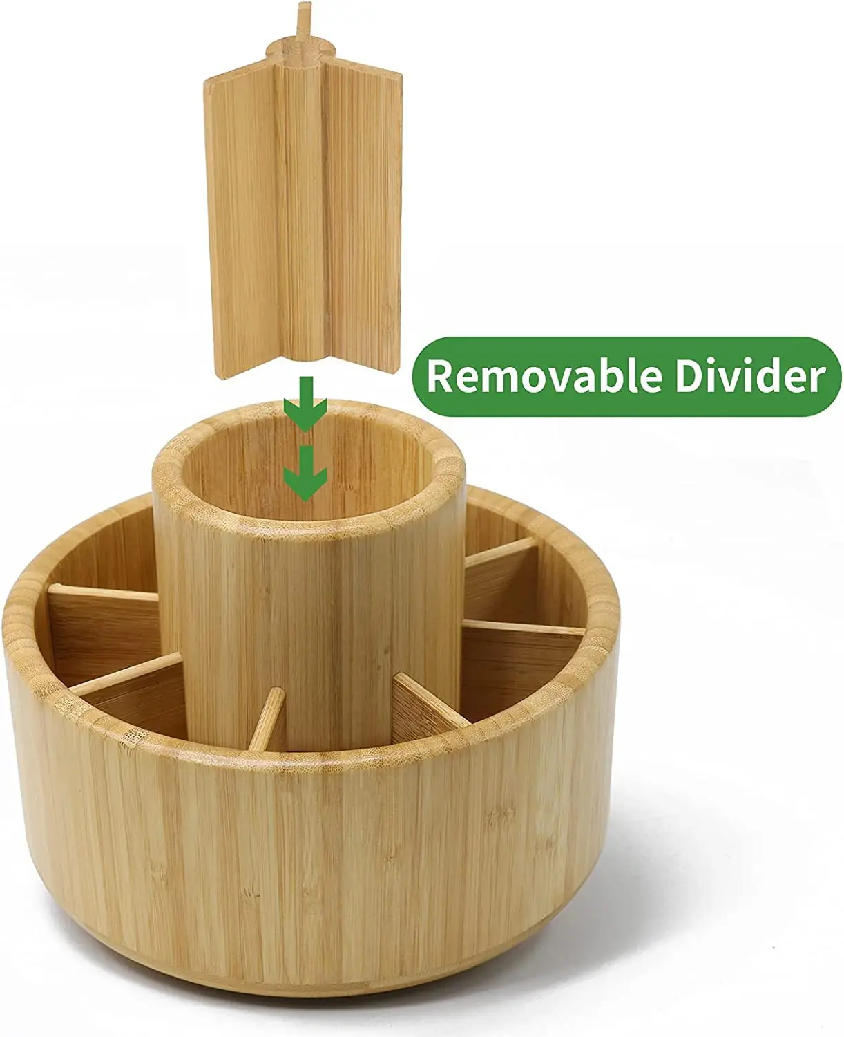 Rotation Desktop Pencil Holder Storage  Bamboo Rotating Organizer