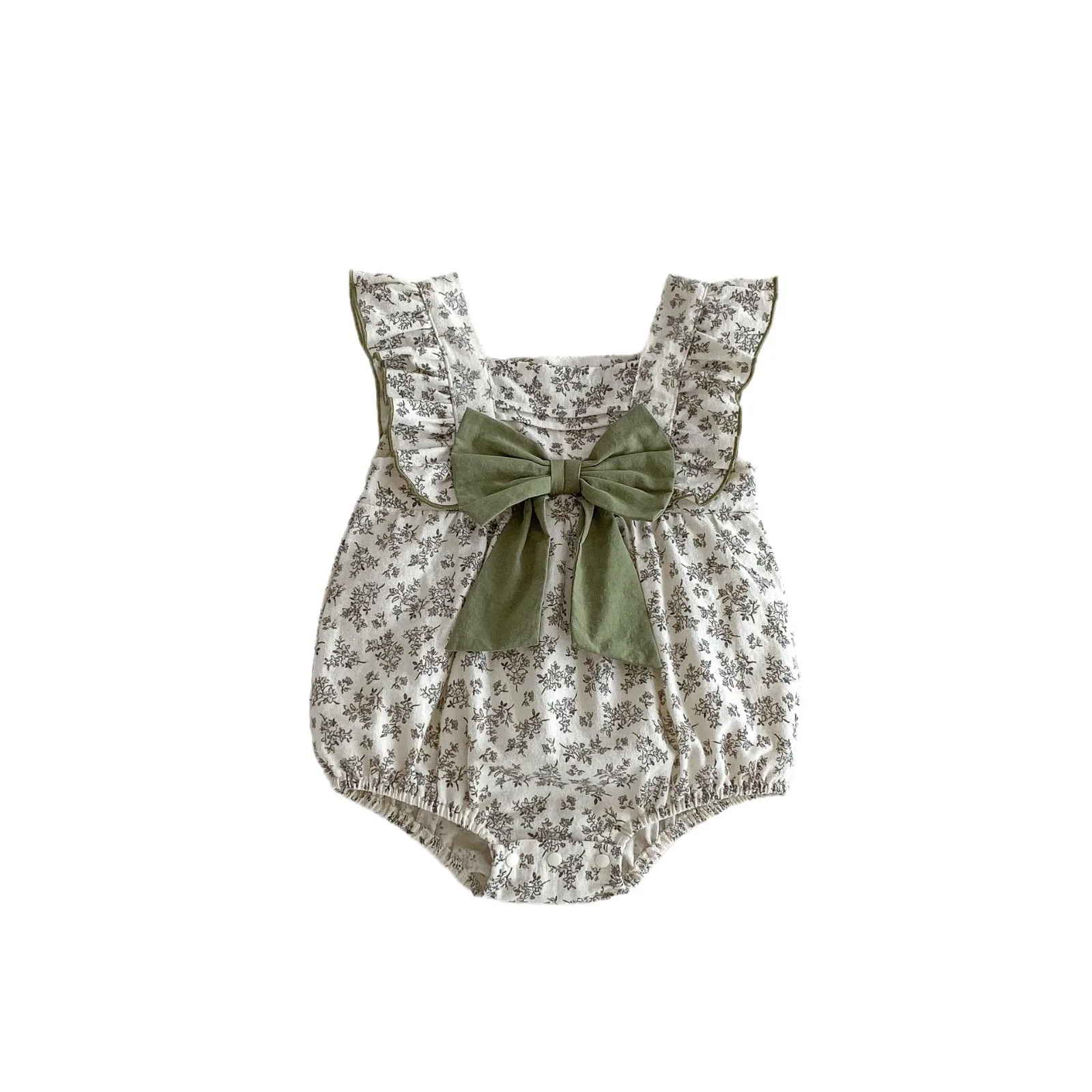 New Style Baby Summer Romper Pure Cotton Thin Sweet Bowknot Princess Style Baby Girl Clothes Floral Baby Romper