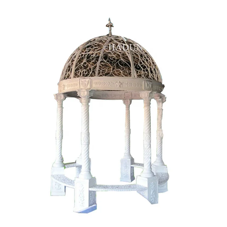 Outdoor Decorative Luxury Garden Metal Pavilion Antique rectangle Cast Iron Gazebo For Sale