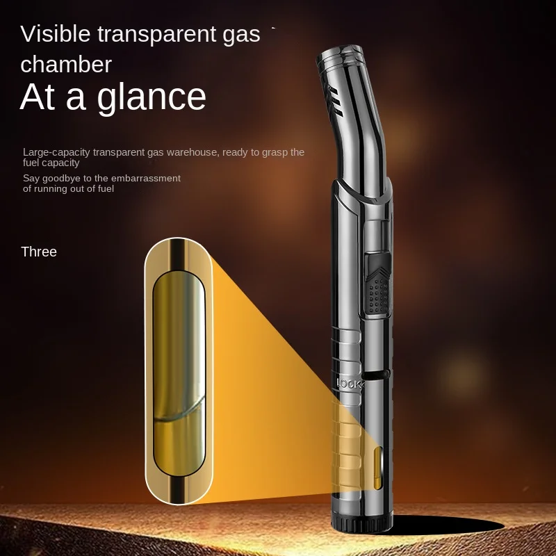 Long-Lasting Creative Mini Inflatable Metal Portable Flame Torch Lighter Simple Cigar Windproof Refillable Cigarette BBQ Logo