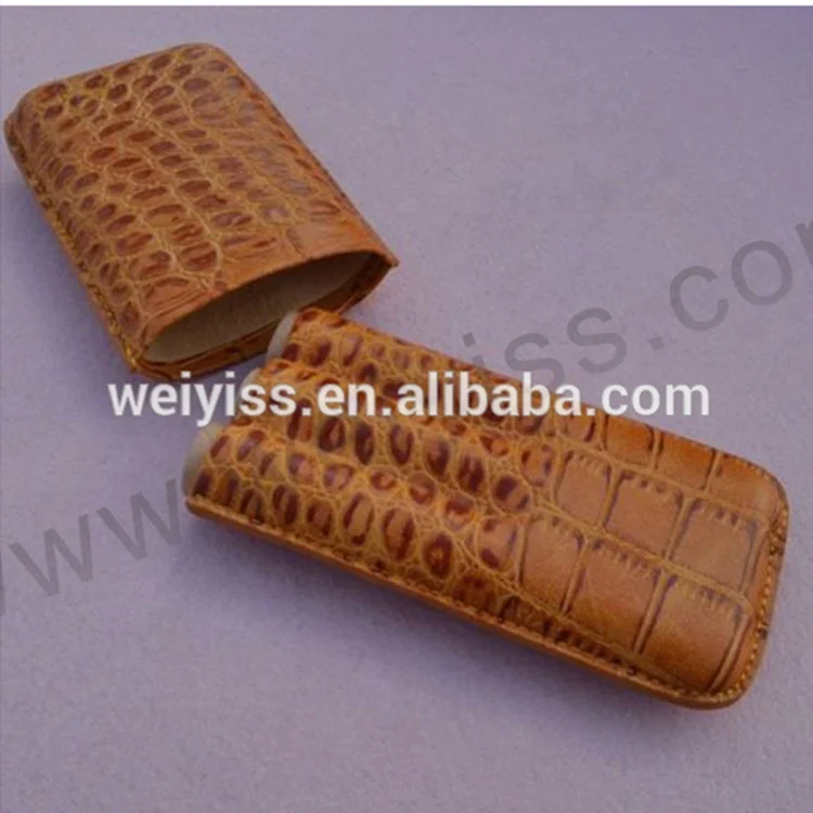  Крокодил коричневый кожаный ударопрочный из 2 предметов портсигар с резки нержавеющей стали