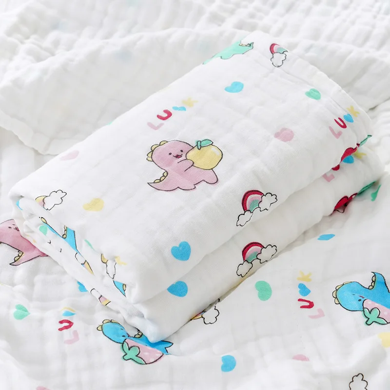 Low Price Comfortable Print Gauze Cotton Bamboo Fiber Soft Baby Muslin Swaddle Blanket 6 Layers