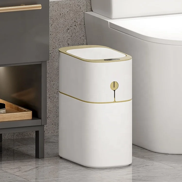 Automatic 3.5 Gallon Smart Trash Can Motion Sensor Rechargeable Touchless Garbage Can Lid Auto-Adsorption Slim for Home Bathroom