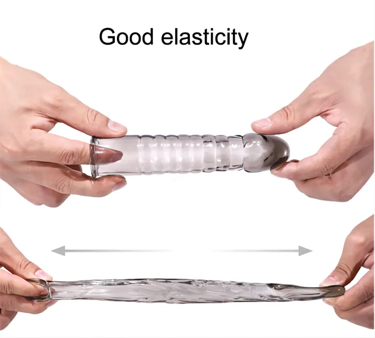 Reusable Condom Penis Extension Sleeves Prolong Sleeve Crystal Enlargement Condom Male Silicone Condom For Men