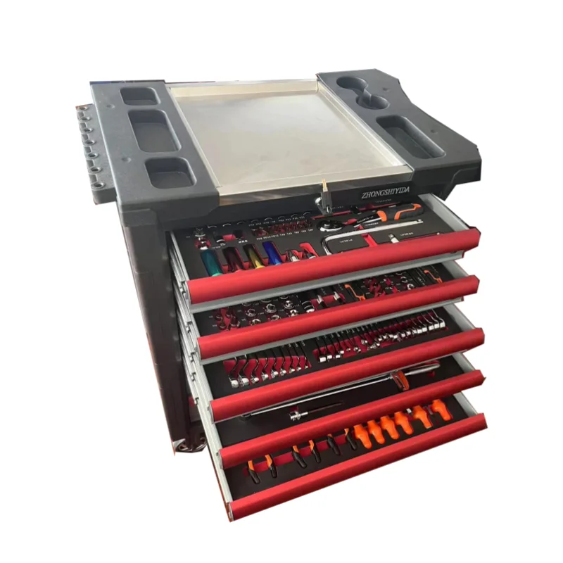 New 7-Drawers Mechanic Workshop Tool Cabinet Durable Tool Trolley & Cart with Hand Tools Sets