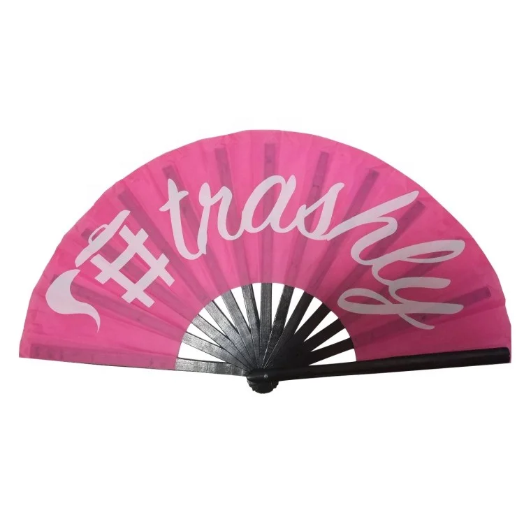 Bamboo circuit party uv large  glow decorative hand  fan