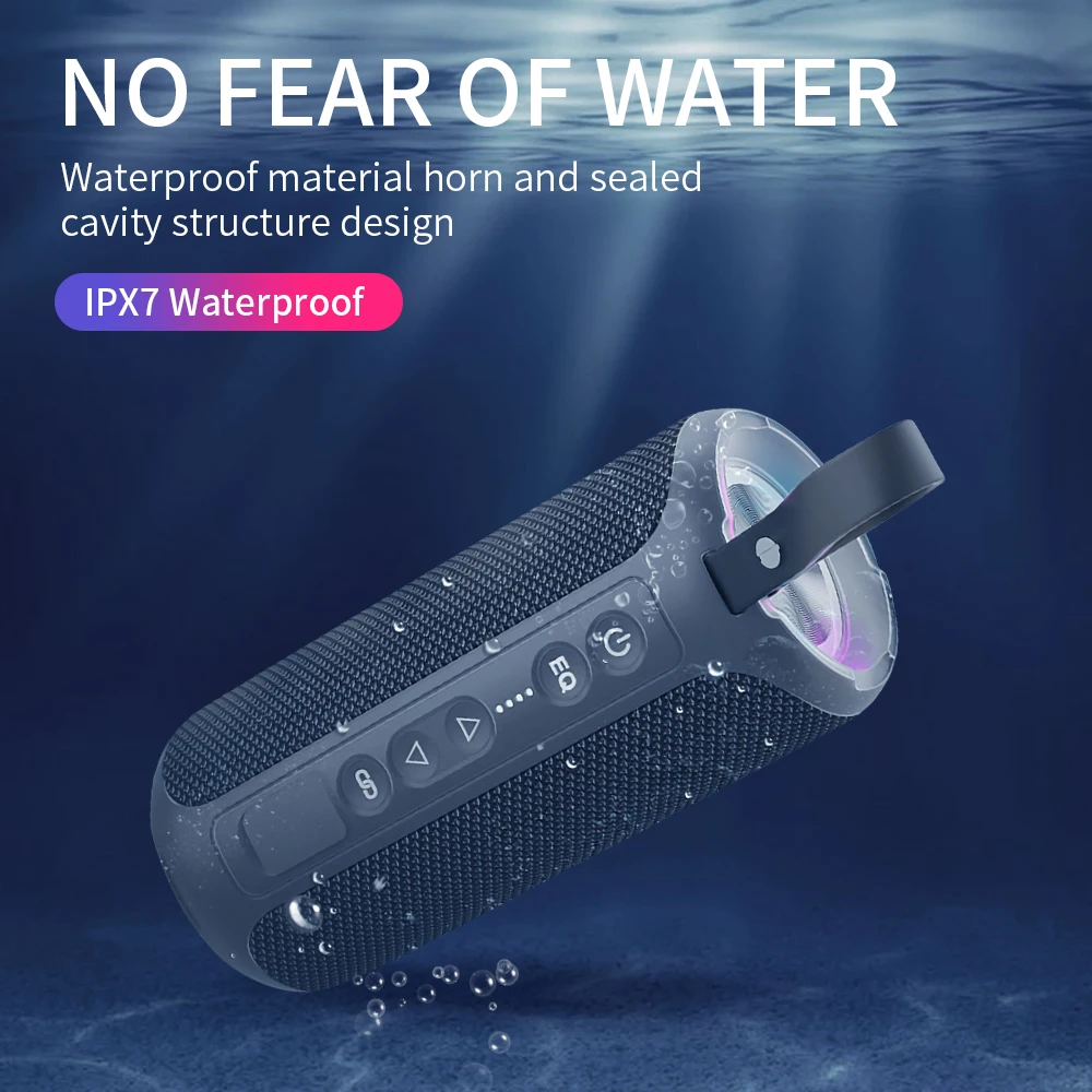 CYBORISAUX New Arrivals CYB-S7 RGB Lighting IPX7 Waterproof BT5.0 40W Cylinder Super Bass Mini Wireless Speaker