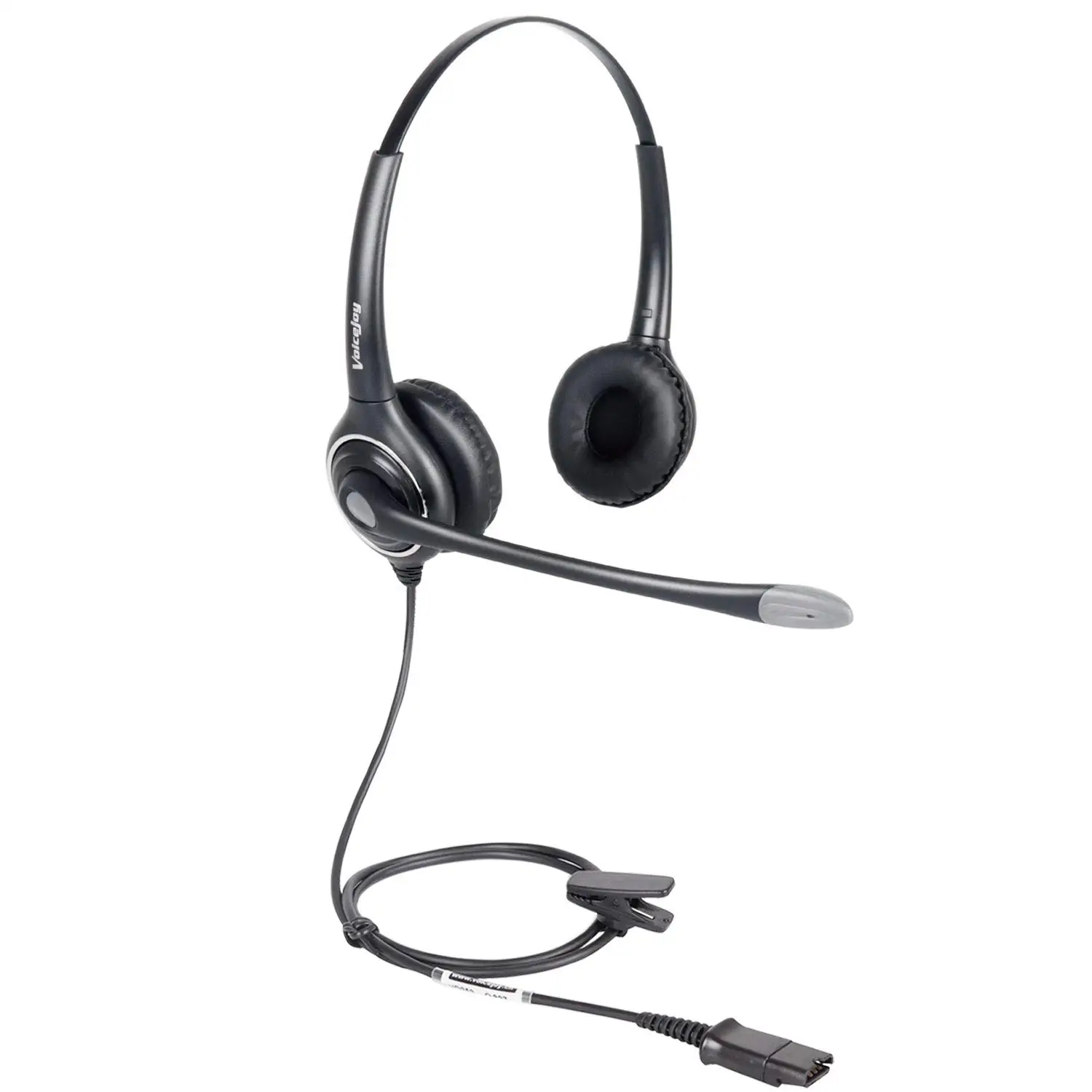 VoiceJoy Binaural Headset with Noise Cancelling Microphone with QD(Quick Disconnect),Compatible with Plantronics QD