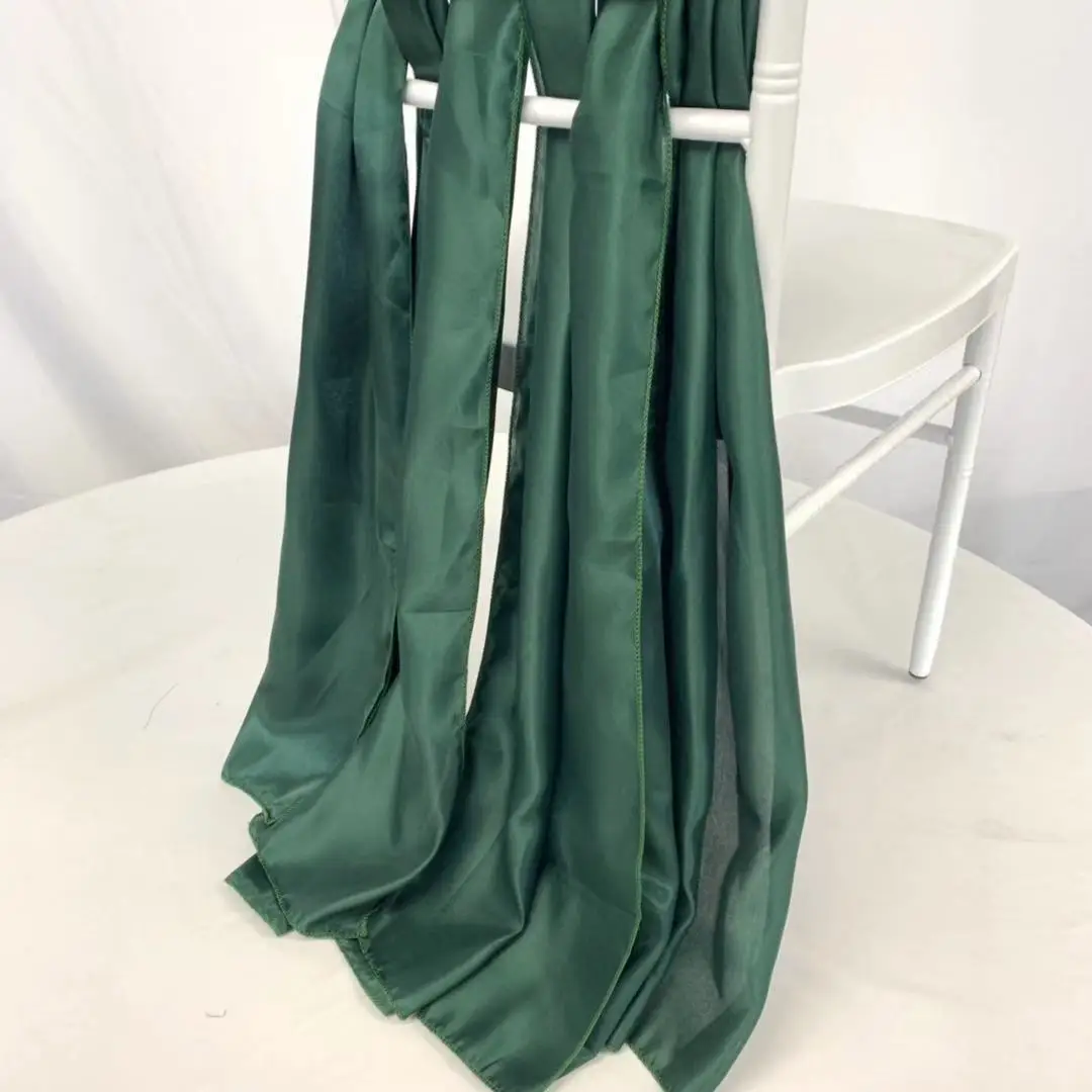 Elegant Dark Green Chair Sash Bows for Wedding Party Decorations