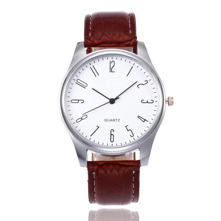 
Hot Selling Minimalist Business No Blue Glass 12 Numbers Leather Men Wrist Watch 