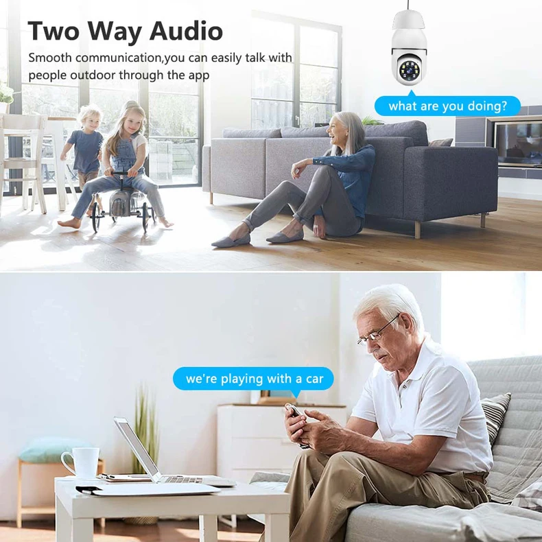 H265 3MP 1296P HD dual light Night Vision Full Color Indoor Security Monitor  Surveillance  network e27 wifi ip Bulb lamp Camera