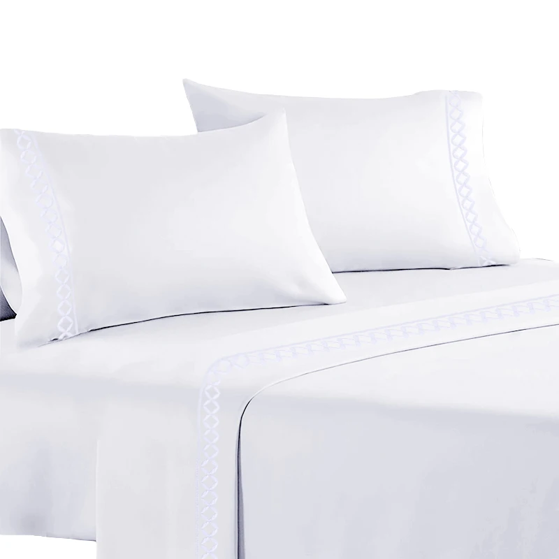 Super soft brushed microfibre sheet sets bed sheet Embroidery solid Cooling sheet set