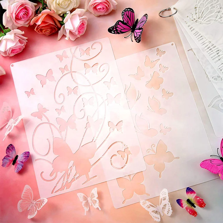 6 Pieces Butterfly Painting Stencils Dandelion Flowers Template  Reusable  Wall Stencils