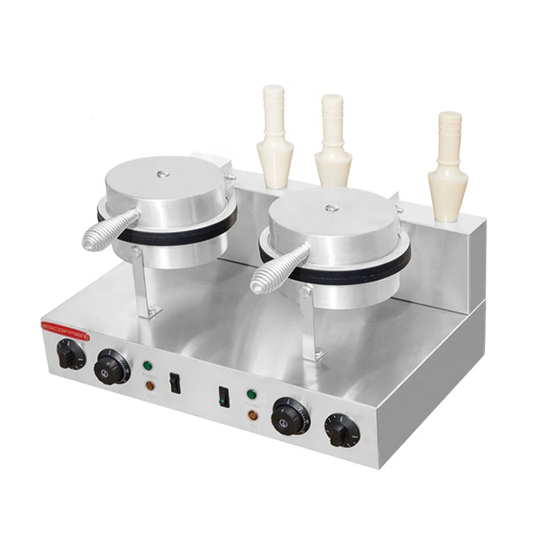 Commercial stainless steel kitchen equipment Snack food machine Double cone  baker waffle maker plate