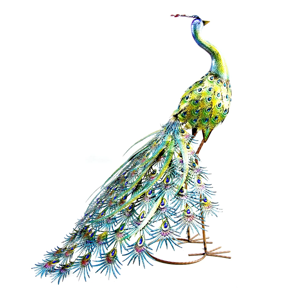 FUHUA Metal Peacock Decor for Outside Garden peacock Art Sculptures