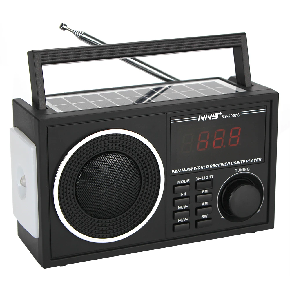 2021 portable wireless solar radio fm am sw 3 band radio two way torch light radio NS-2037S