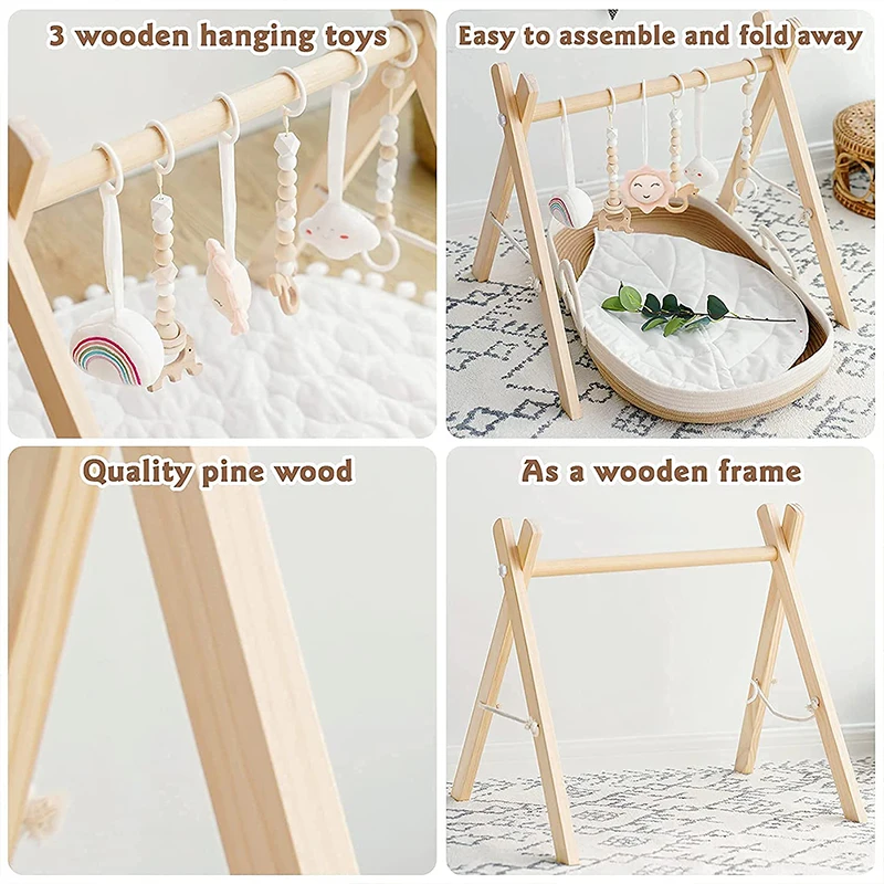 Лучшие деревянные детские игрушки для спортзала CE складные игровые коврики игр в спортзале с подвесными игрушками подарок новорожденных