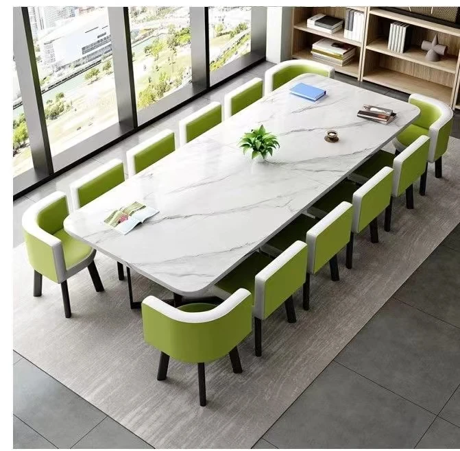 New Colorful Artificial Stone Meeting Table High Quality Durable Material Customized Conference Table with Fit Chair