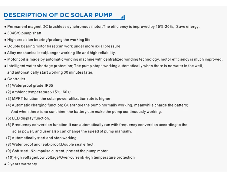 High Efficiency 1Inch 36V 400W DCTP Series Domestic Irrigation Centrifugal Solar Water Pump