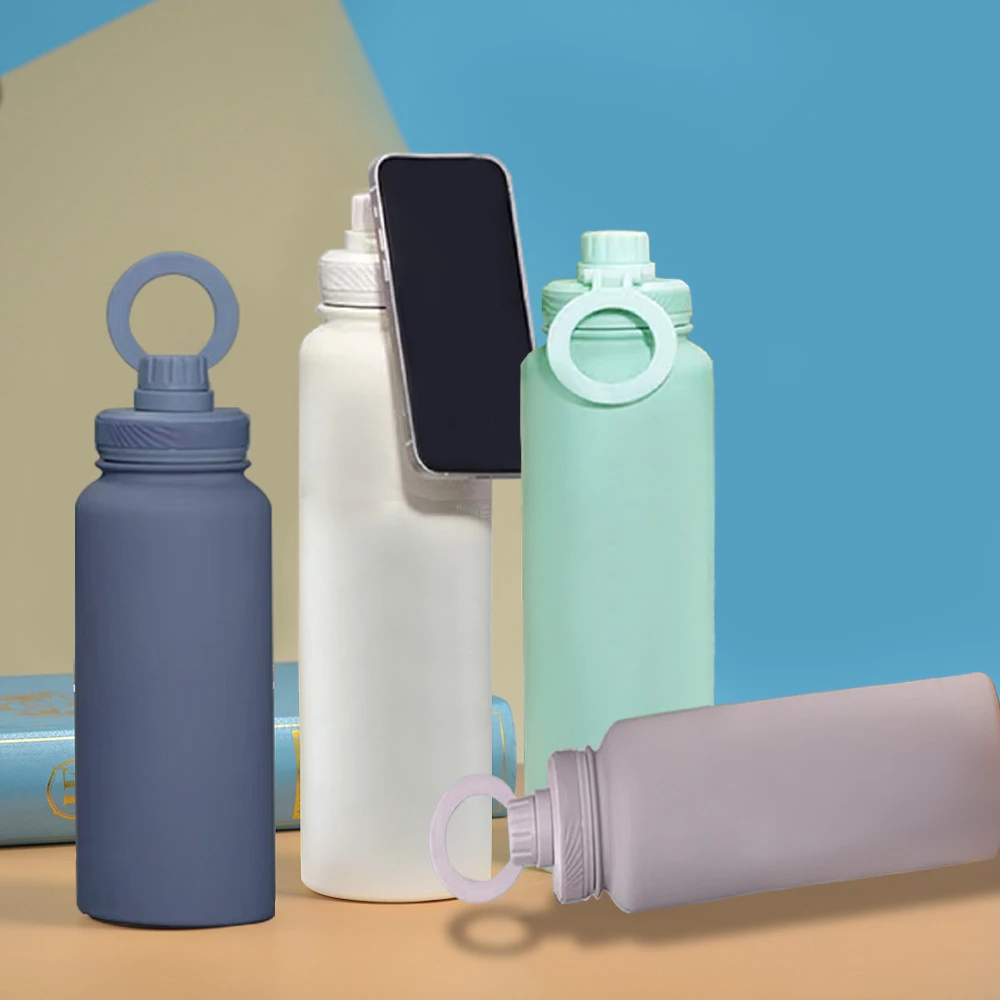 J47 Wholesale 24oz Insulated Thermal Magnetic Water Bottle Stainless Steel Water Bottle with Magnetic Cell Phone Holder