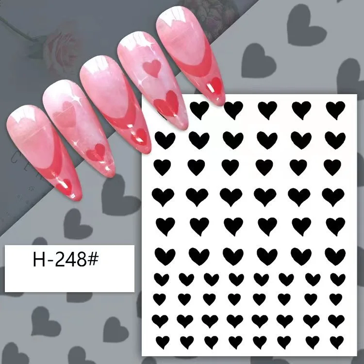 New Style Heart Butterfly Nail Art Stickers Self Adhesive Black Butterfly Nail Art Stickers Paste Decorations