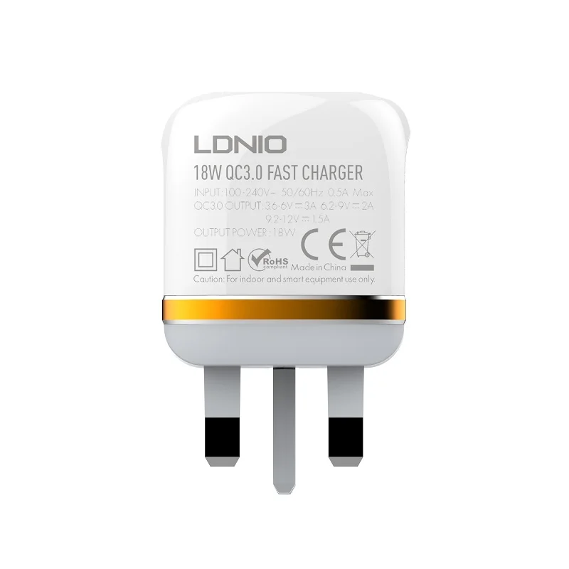Быстрое зарядное устройство A1307Q LDNIO QC3.0 с одним USB-портом домашнее для iPhone 13/ Samsung мобильный телефон