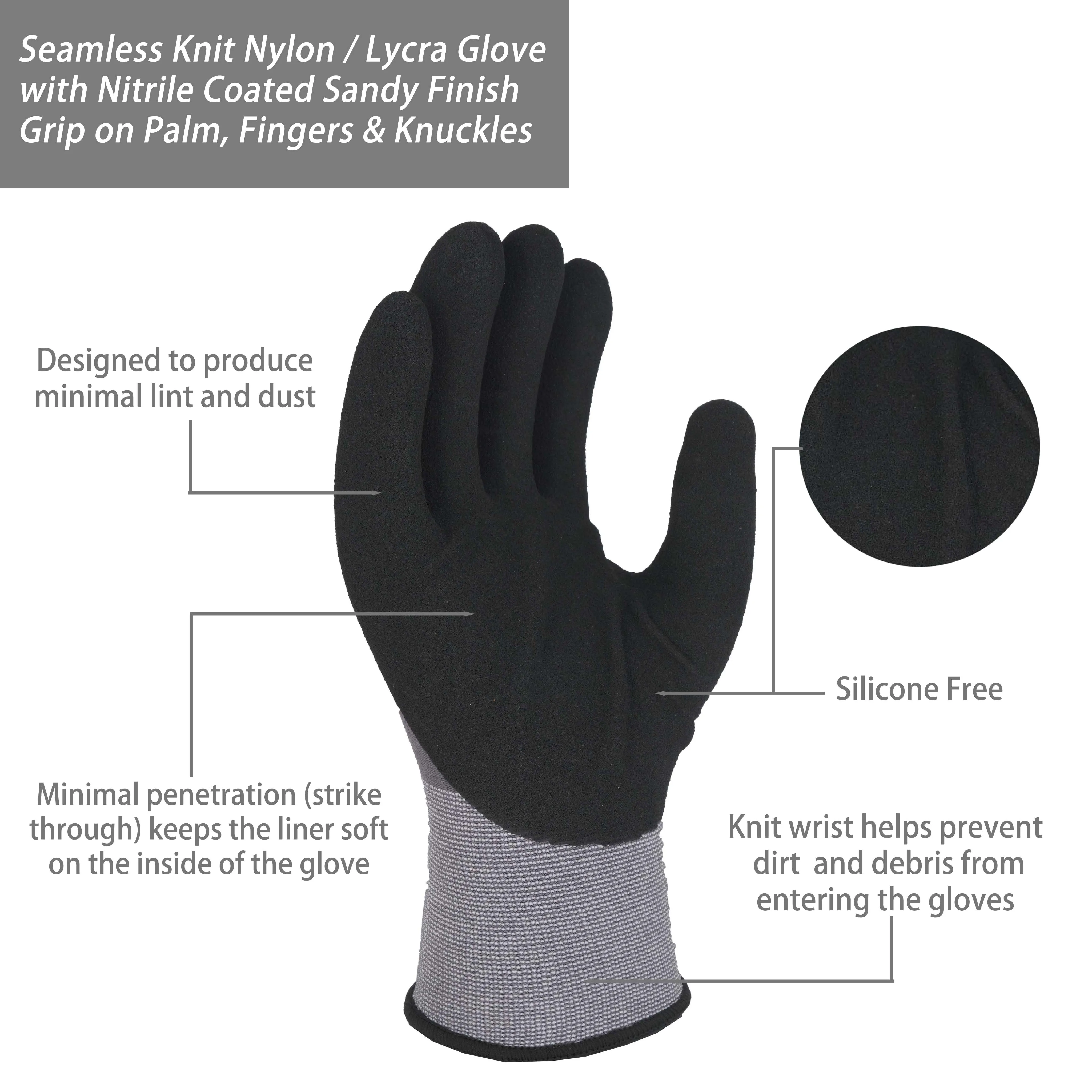 SKYEE customized oil resistant full nitrile coated waterproof work gloves safety nylon nitrile dipped gloves for manufact