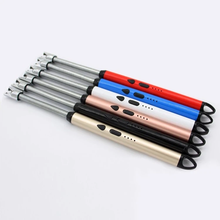 Best Quality Windproof Rechargeable USB Electric Plasma Lighters BBQ Lighter Stainless Steel Shell Hanging Hook with Bendable