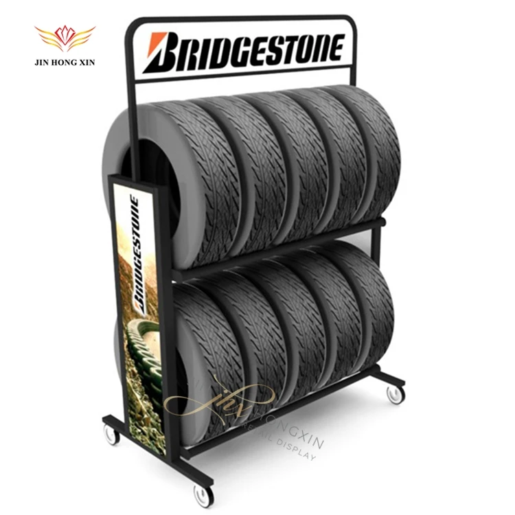 Bike Shop Floor Standing Metal Rack Double Sided Bicycle Wheel Rim Tyre Tire Display Stand
