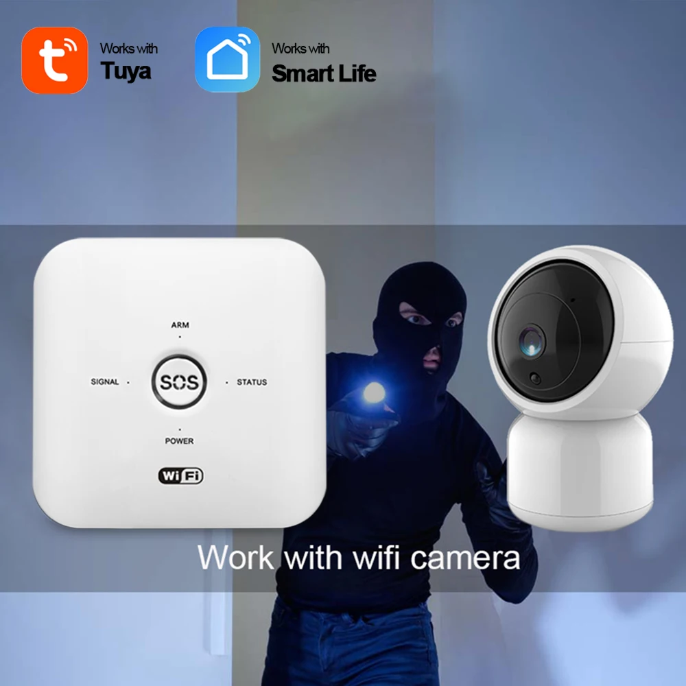2022 Door Open Alarm Tuya Smart Passive Infrared Sensor 2G/4G GSM+WIFI Alarme System Kit IP Camera (Optional)