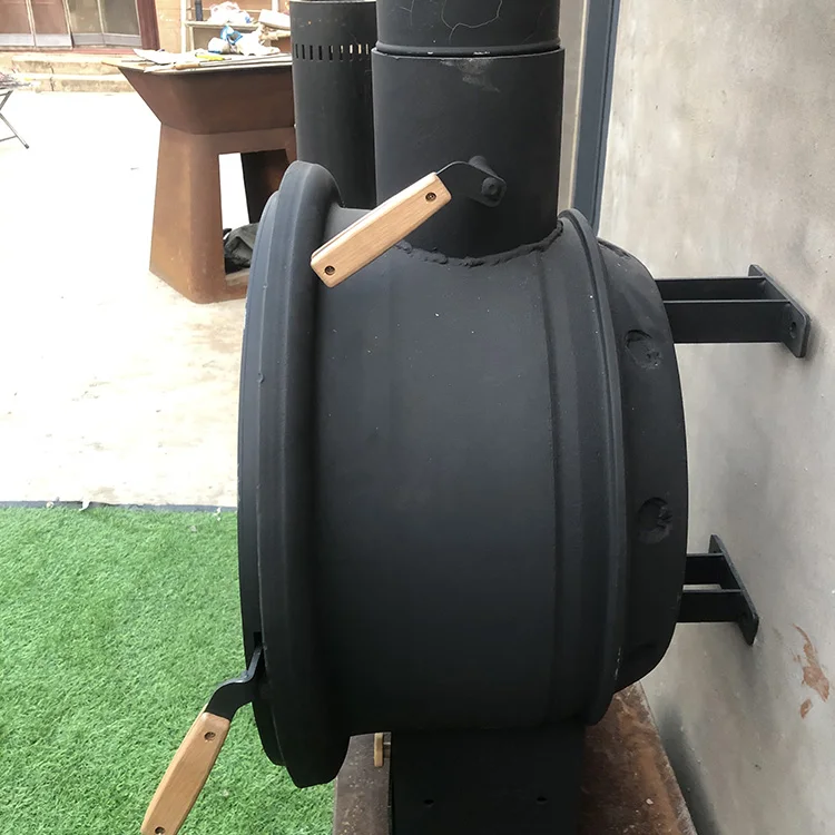 Indoor Wall Mounted  Wood Burning Black Fireplace  Hanging Roof Suspended Metal Heating Stoves