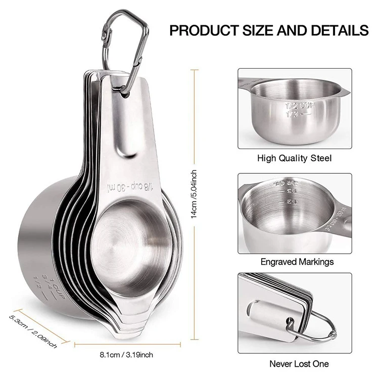 Набор из 14 мерных стаканчиков и ложек из нержавеющей стали